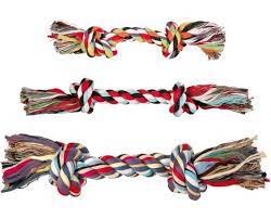 TWO KNOT COLOURED ROPE TOY - EXTRA SMALL