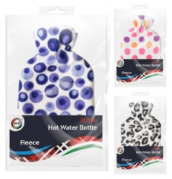 FLEECE 2L HOT WATER BOTTLE WITH COVER.