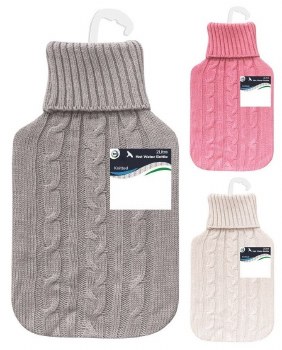 2 LTR HOT WATER BOTTLE & KNITTED COVER