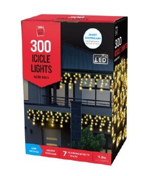 LED ICICLE LIGHTS 300 LED -  WARM WHITE