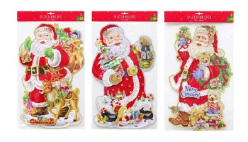 3D GLITTER SANTA PLAQUE 50-53CM - ASSORTED
