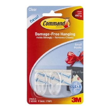 3M COMMAND SMALL OVAL HOOKS - CLEAR