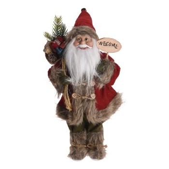 STANDING SANTA WITH WELCOME SIGN