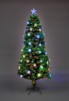 6FT FIBRE OPTIC SNOWFLAKE TREE - 1.8M