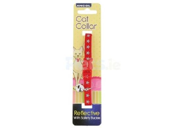 ANCOL REFLECTIVE RED STAR CAT COLLAR   20-30CM