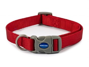 ANCOL VIVA NYLON ADJ COLLAR RED SIZE 1-2