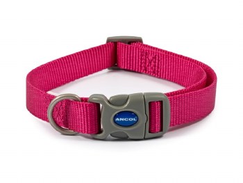 ANCOL VIVA NYLON ADJ COLLAR RASPBERRY SIZE 1-2