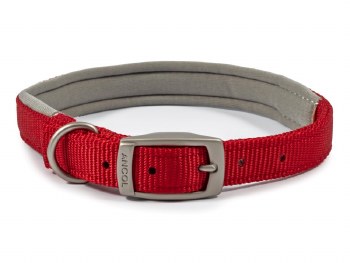 ANCOL VIVA PADDED NYLON COLLAR RED 18" S4