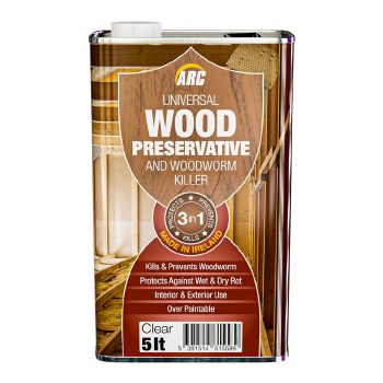 ARC UNIVERSAL WOOD PRESERVATIVE AND WOODWORM KILLER - CLEAR 5LITRE