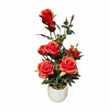 POTTED ARTIFICIAL RED ROSE PLANT