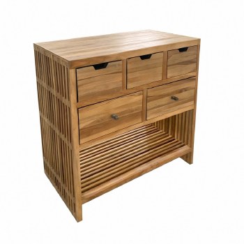 BARI TEAK 5 DRAWER CONSOLE TABLE