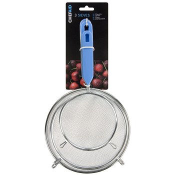 CHEF AID 3PIECE CHROME SIEVE SET