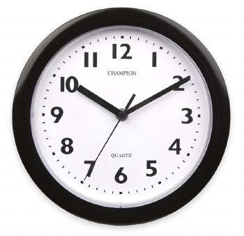 CHAMPION 9" ROUND WALL CLOCK BLACK