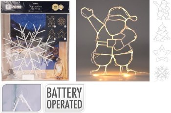 CHRISTMAS FIGURES BATTERY OPERATED LED WINDOW LIGHTS - ASSORTED