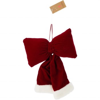 CHRISTMAS FABRIC BOW 22X20CM