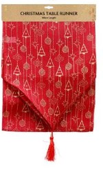 CHRISTMAS TABLE RUNNER GLITTER BURLAP 180CM