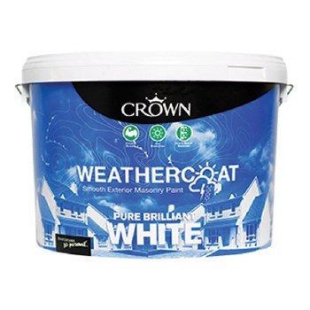 CROWN  WEATHERCOAT MASONRY PAINT - BRILLANT WHITE 2.5LTR