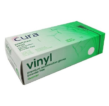 CURA P/FREE VINYL GLOVES MEDIUM