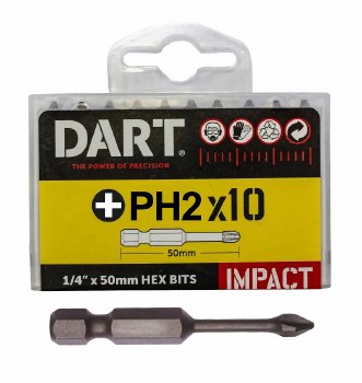 DART PH2 50MM IMPACT DRIVER BIT - PACK 10