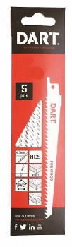 DART S1111K WOOD CUTTING RECIP BLADE 225MM 5 PACK