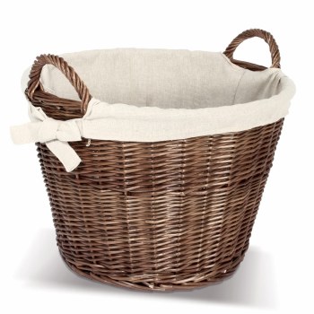 DEVIELLE PREMIUM NATURAL WICKER ROUND BASKET WITH CANVAS LINER