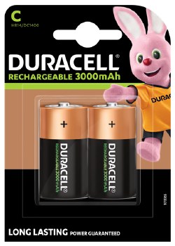 DURACELL RECHARGEABLE BATTERY SIZE C 3000mAh CARD 2