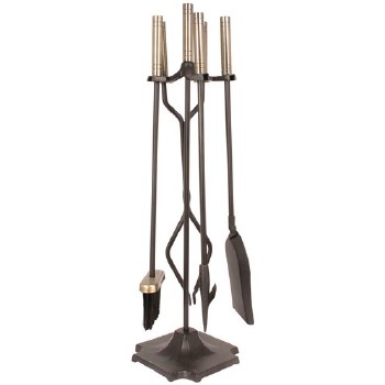 DE VIELLE CONTEMPORARY 5 PIECE COMPANION SET - BLACK/ ANTIQUE BRASS