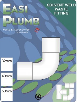 EASI PLUMB 32MM WHITE WASTE SWEPT ELBOW
