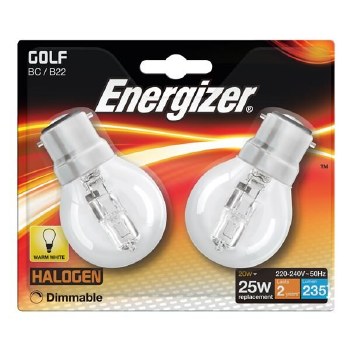 ENERGIZER ECO HALOGEN 20W (25W) B22 GOLF BALL LAMP CARD 2