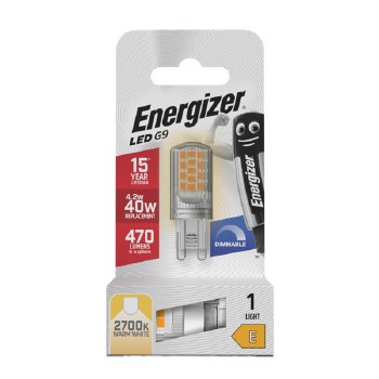 ENERGIZER LED G9 4.2W (40W) 470 LUMENS WARM WHITE 2700K DIMMABLE