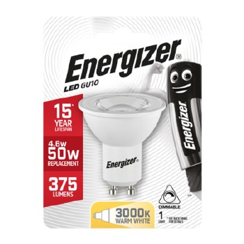 ENERGIZER LED 5.7W (50W) 345 LUMEN DIMMABLE GU10 LAMP WARM WHITE