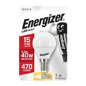 ENERGIZER LED 5.9W (40W) 470 LUMEN E14 OPAL GOLF BALL LAMP WARM WHITE