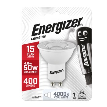 ENERGIZER LED 5.7W (50W) 360 LUMEN DIMMABLE GU10 LAMP COOL WHITE