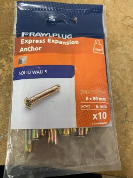 RAWPLUG EXPRESS EXPANSION ANCHOR 6X80 -  PACK OF 10