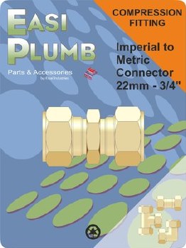 EASI PLUMB 22MM X 3/4" BRASS COMPRESSION STRAIGHT COUPLING