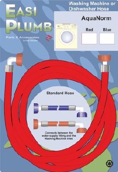 EASI PLUMB 1.5MTR LONG RED AQUANORM WASH MACHINE HOSE