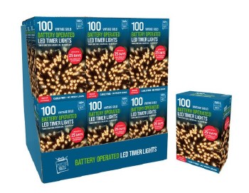 FESTIVE MAGIC 100 WARM WHITE - BATTERY OPERATED  LED TIMER LIGHTS