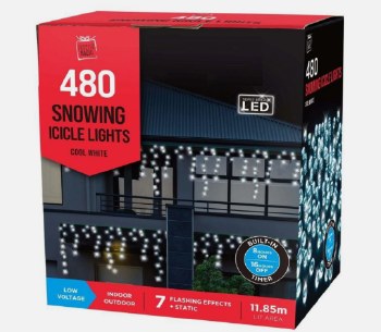 FESTIVE MAGIC 480 SNOWING ICICLE LIGHTS - COOL WHITE