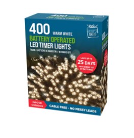 FESTIVE MAGIC 400 BATTERY OPERATED LED TIMER LIGHTS - WARM WHITE