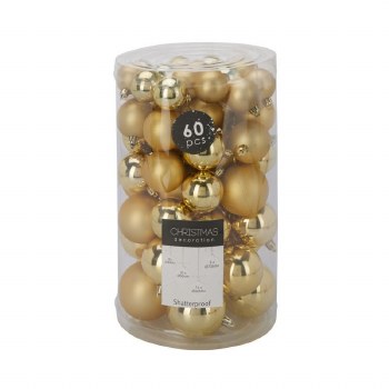 60 PACK OF GOLD BAUBLES