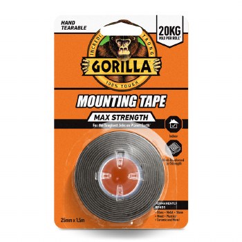 GORILLA MAX STRENGTH INDOOR MOUNTING TAPE BLACK 1.5M