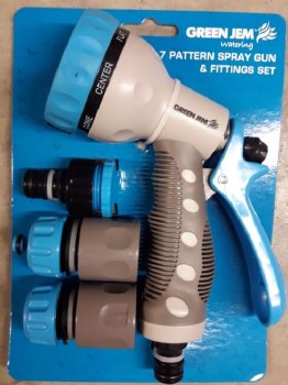 GREEN JEM 7 PATTERN SPRAY GUN WITH FITTINGS