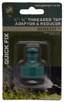 GREENJEM 1/2" - 3/4" THREADED TAP ADAPTOR AND REDUCER - HOSEFIT