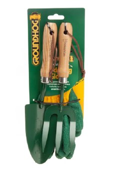 GROUNDHOG HAND TROWEL AND HAND FORK SET WITH GLOVES G1300061