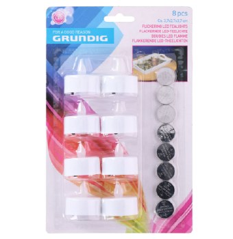 GRUNDIG FLICKERING LED TEA LIGHTS 8PACK