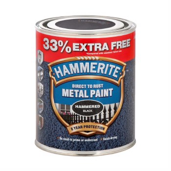 HAMMERITE HAMMERED METAL PAINT  - BLACK 750ML +33%FREE