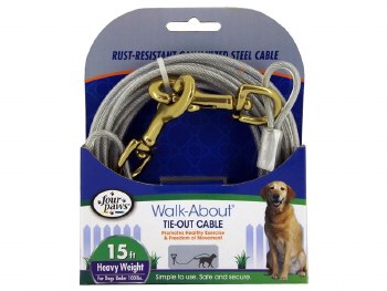HEAVY WEIGHT TIE OUT CABLE 15FT -  SILVER