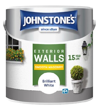 JOHNSTONES RETAIL SMOOTH MASONRY 15YR - BRILLANT WHITE 2.5L