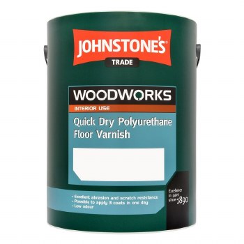 JOHNSTONES QUICK DRY POLYURETHANE FLOOR VARNISH GLOSS CLEAR 5L