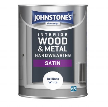 JOHNSTONES INTERIOR WOOD AND METAL HARDWEARING SATIN  - BRILLIANT WHITE 1.25L